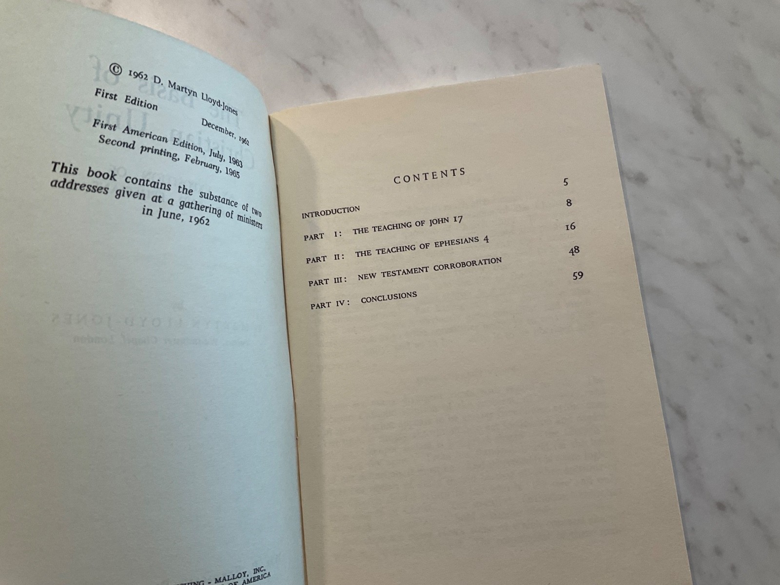 The Basis of Christian Unity 1965 Martyn Lloyd Jones Green Yellow Booklet