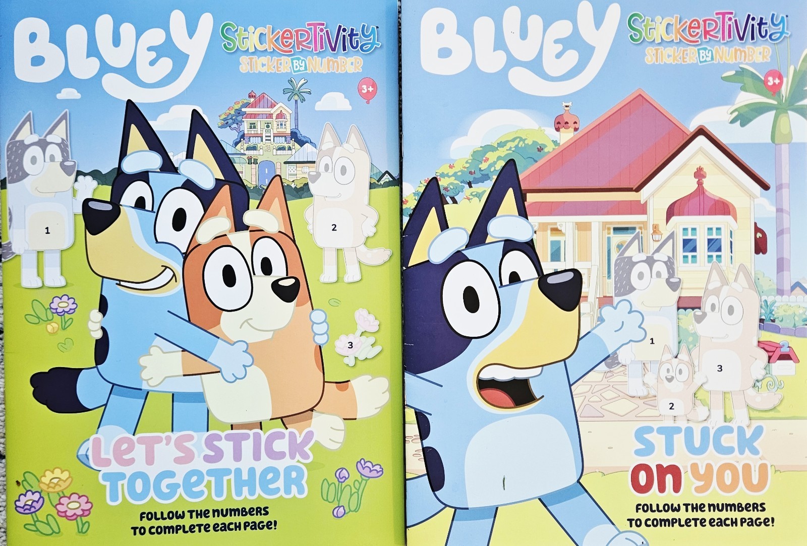 Bluey – Sticker by Number Activity Books & Jumbo Coloring Book Set Of 3 New!