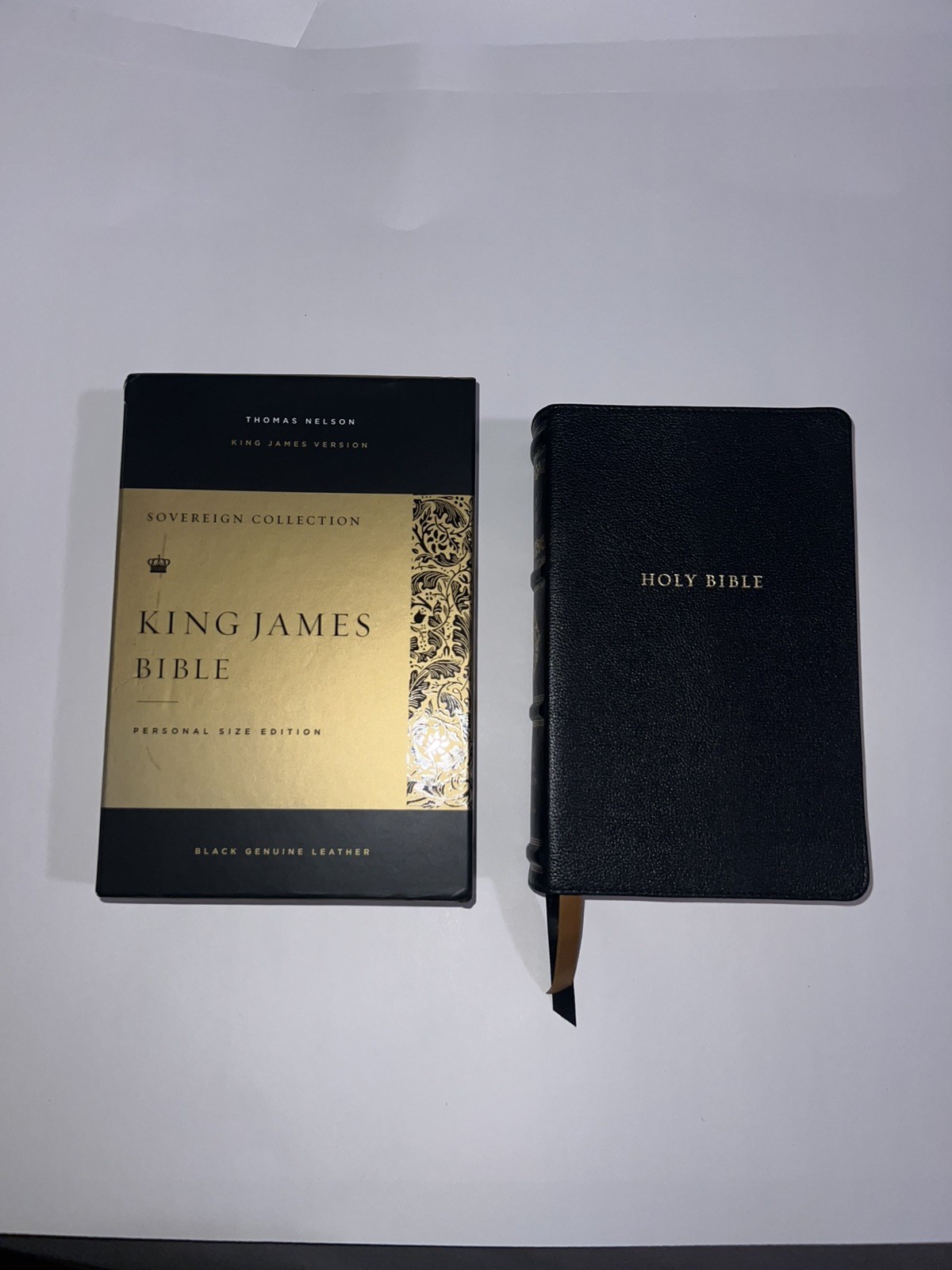 KJV Holy Bible Personal Size Sovereign Collection Black Leather by Thomas Nelson
