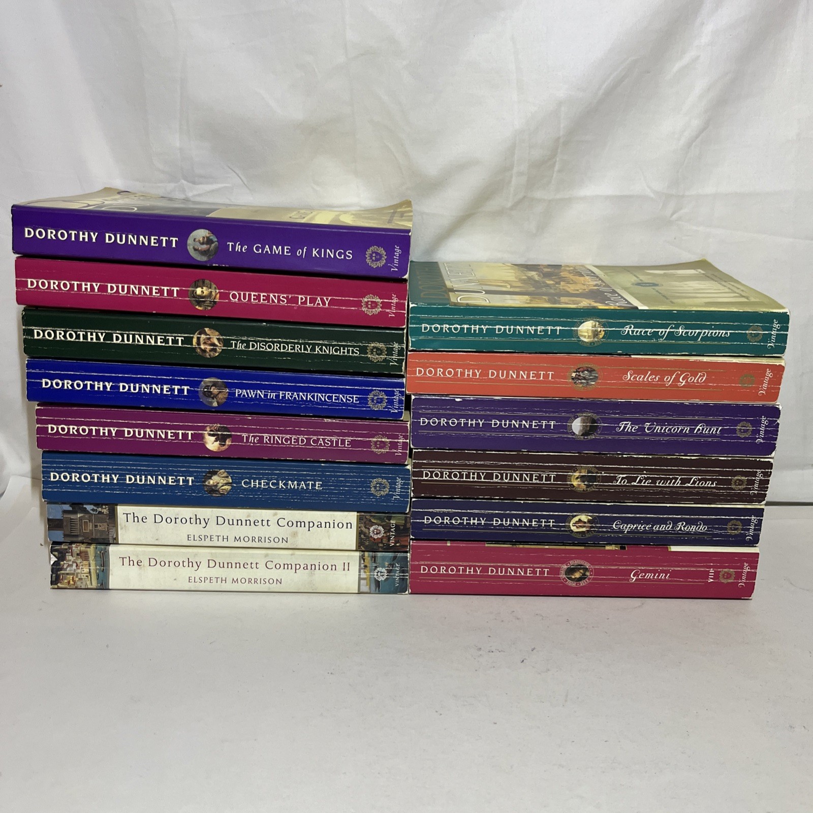 Lot of (12) Books by Dorothy Dunnett – 1-6 Lymond Set + 3-8 Niccolo + 2 Others