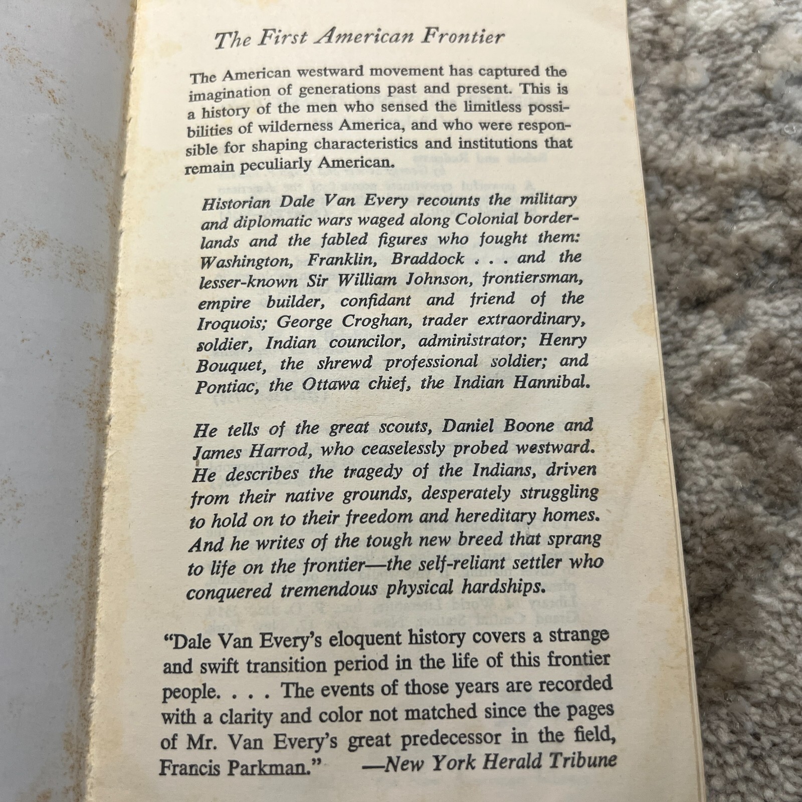 Forth To The Wilderness Frontier Paperback Book by Dale Van Every Mentor 1962