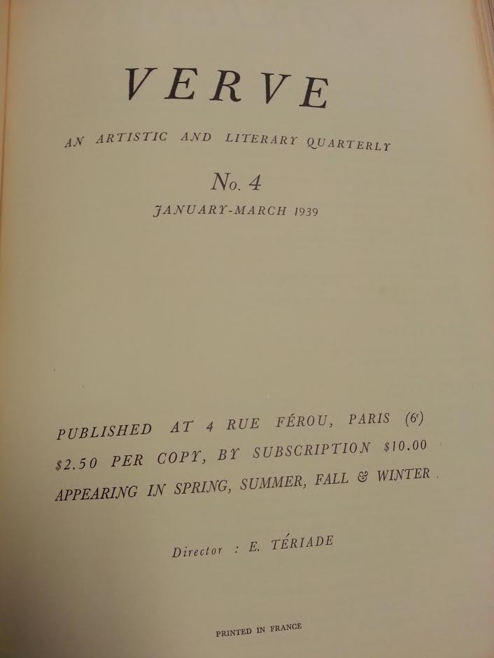 Verve an Artistic and Literary Quarterly 1939 HC BOOK
