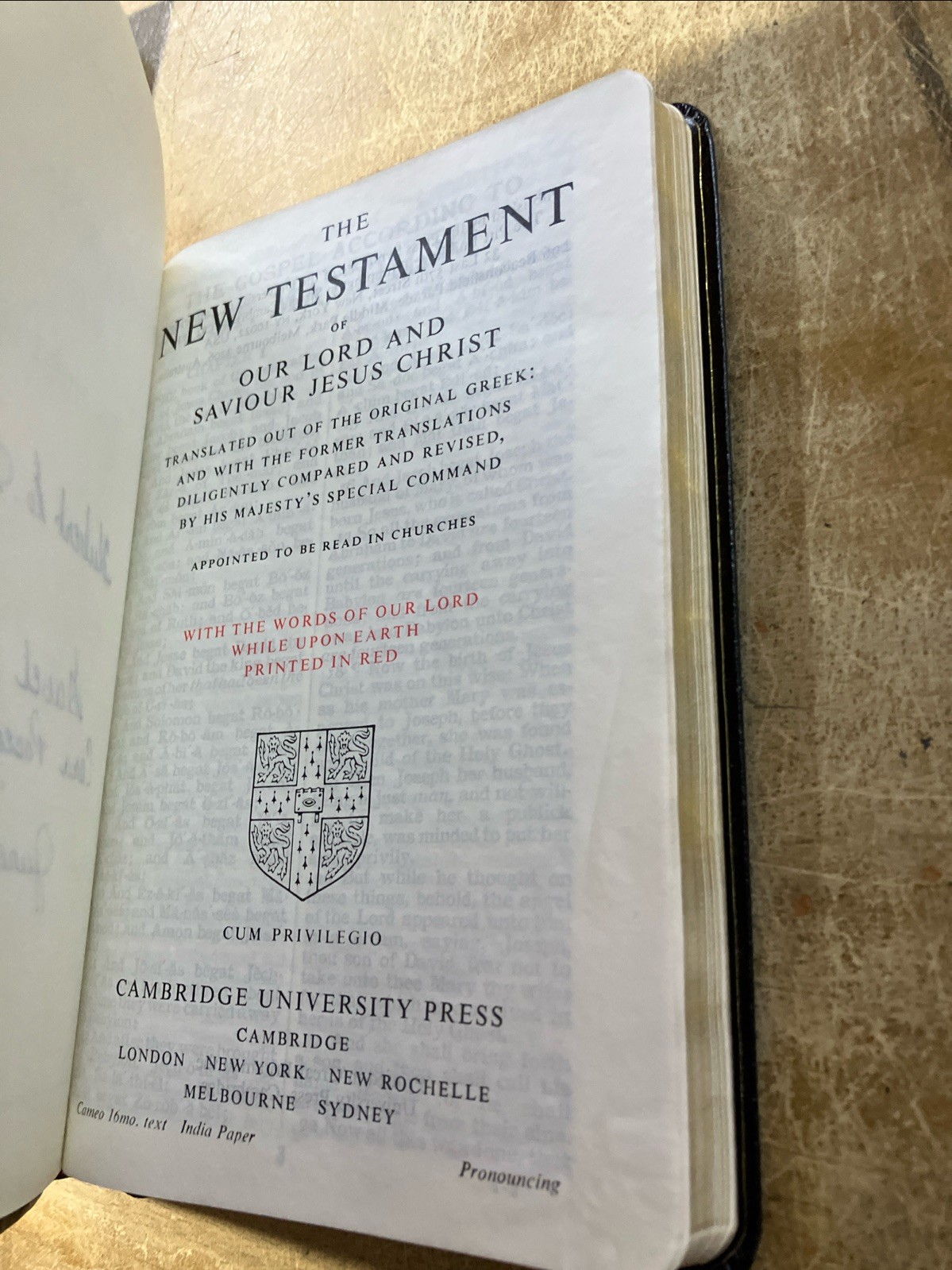 Cambridge Cameo New Testament Psalms Bible KJV Genuine Berkshire Leather 4 TXRL