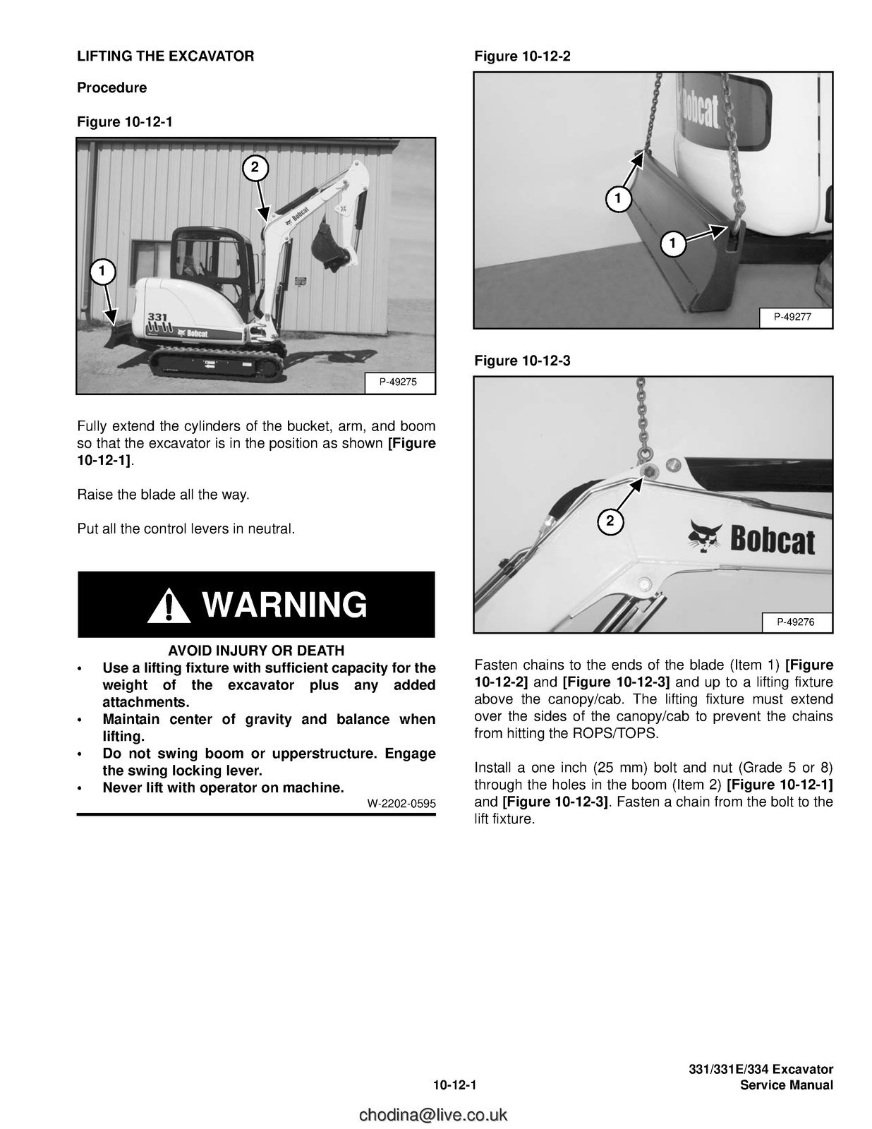 BOBCAT 331 331E 334 G Series Compact Excavator Service Manual , FOLDOUTS