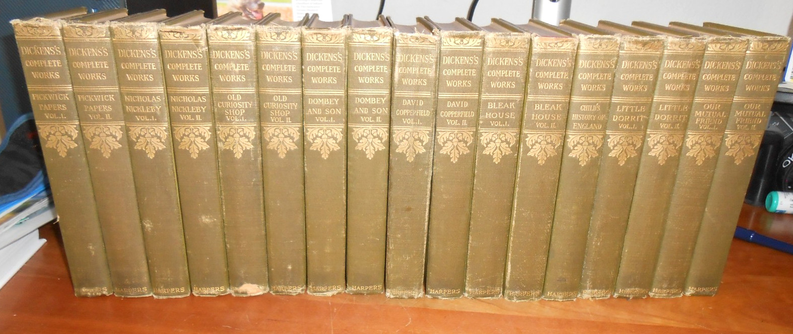 17 COMPLETE WORKS OF CHARLES DICKENS 9 Novels Harper & Bro Illustrated – HC GC