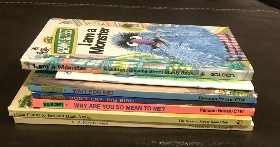 Lot Of 7 Books, Sesame Street, CTW, Jim Henson, Muppets, Big Bird, Grover