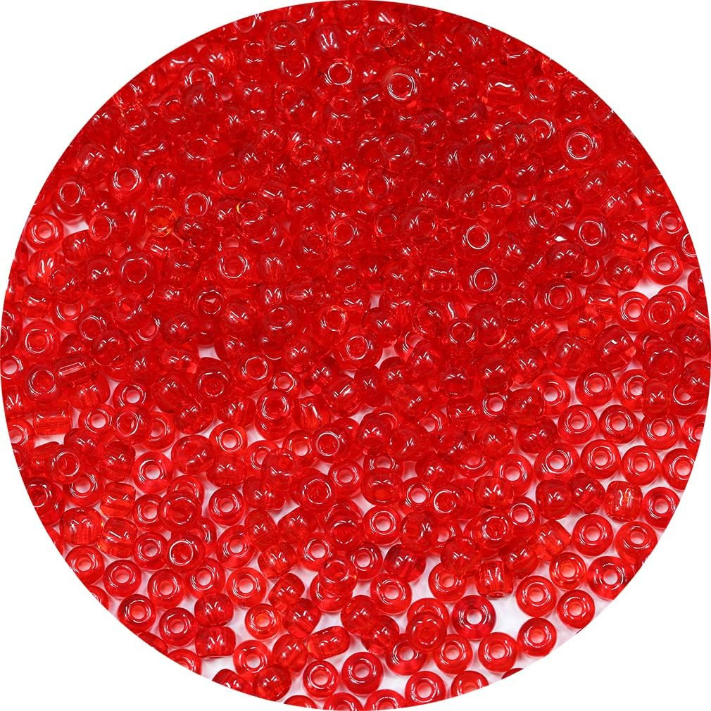 Transparent Red Color 4mm Seed Beads About 1200pcs/100Grams in Bag, 6/0 Glass Cr