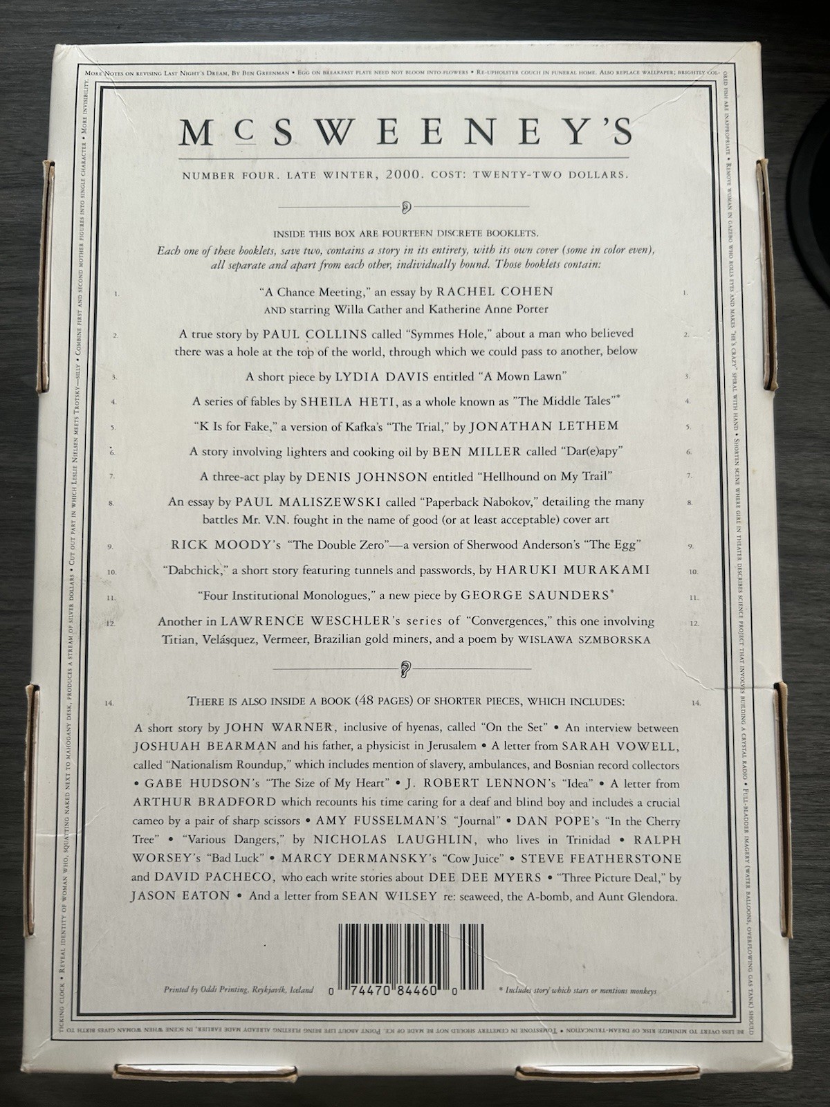 McSweeney’s Quarterly Concern No. 4 Complete Box Set 2000 14 Booklets VG