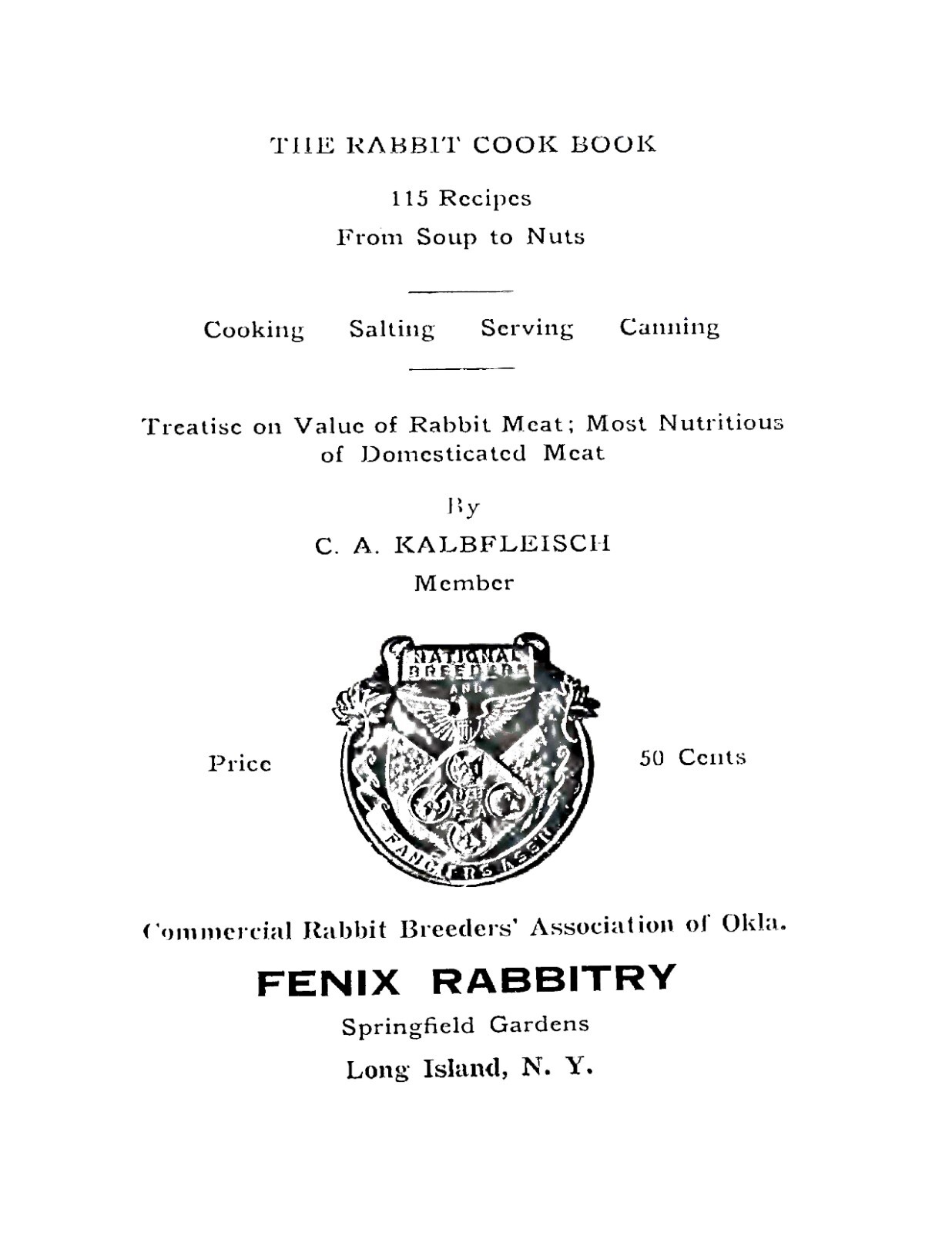 1919 The Rabbit Cook Book Vintage Recipes (61 page)