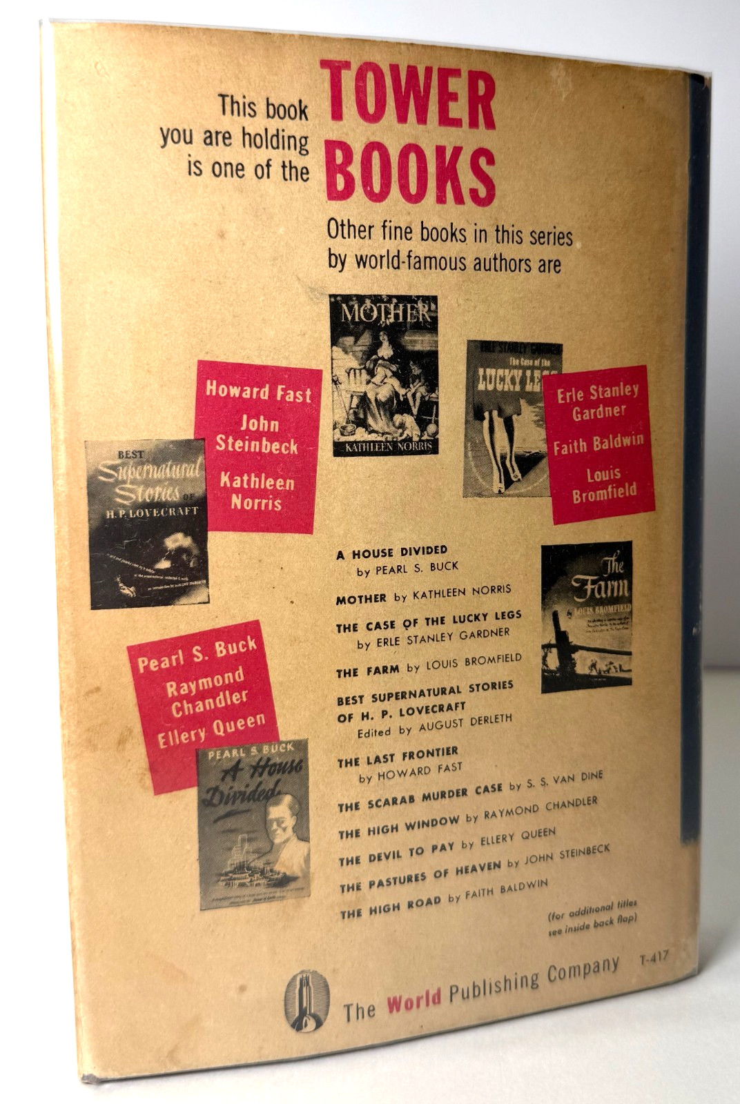 The Unvanquished, Howard Fast, 1946 Tower Books HCDJ in Mylar, Very good