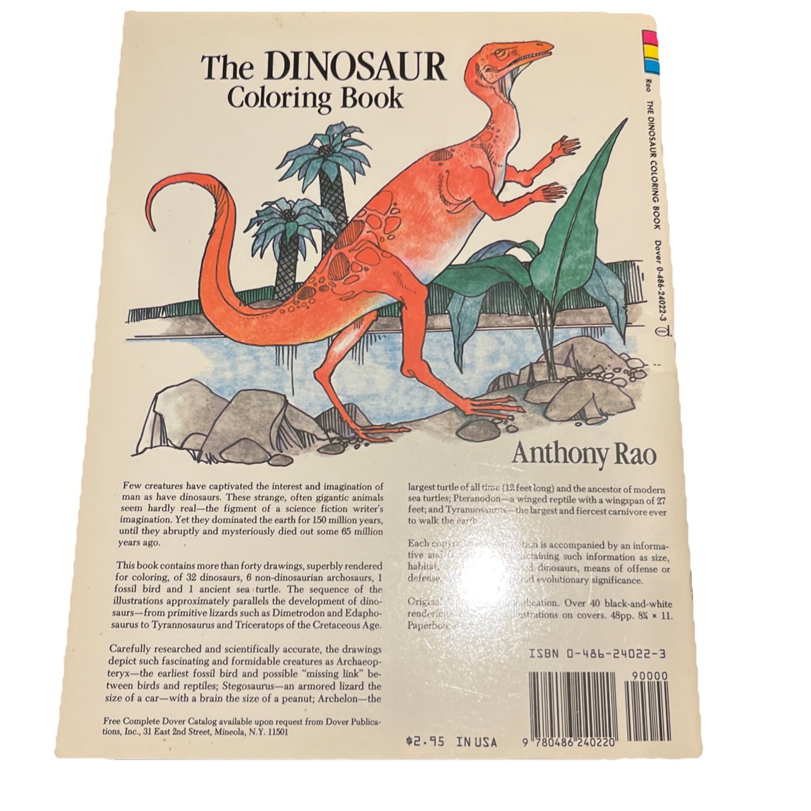 Vintage Dover Coloring Book The Dinosaur Coloring Book by Anthony Rao 1980 READ