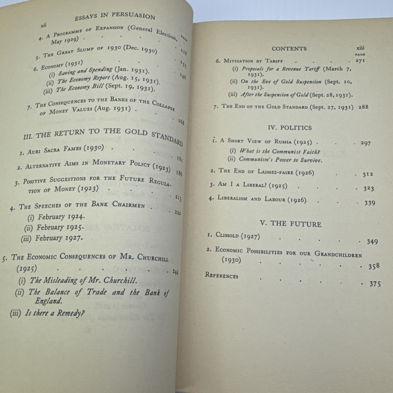 Essays in Persuasion John Maynard Keyes 1932 HC Harcourt Brace and Company