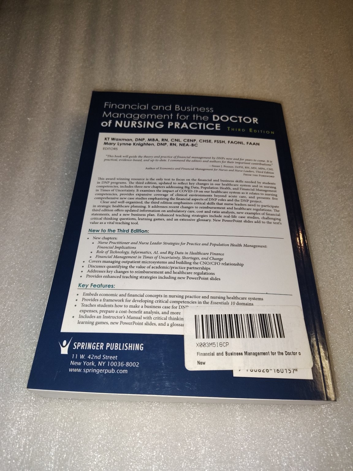 Financial & Business Management DNP Waxman Knighten 2023 3rd Ed Springer