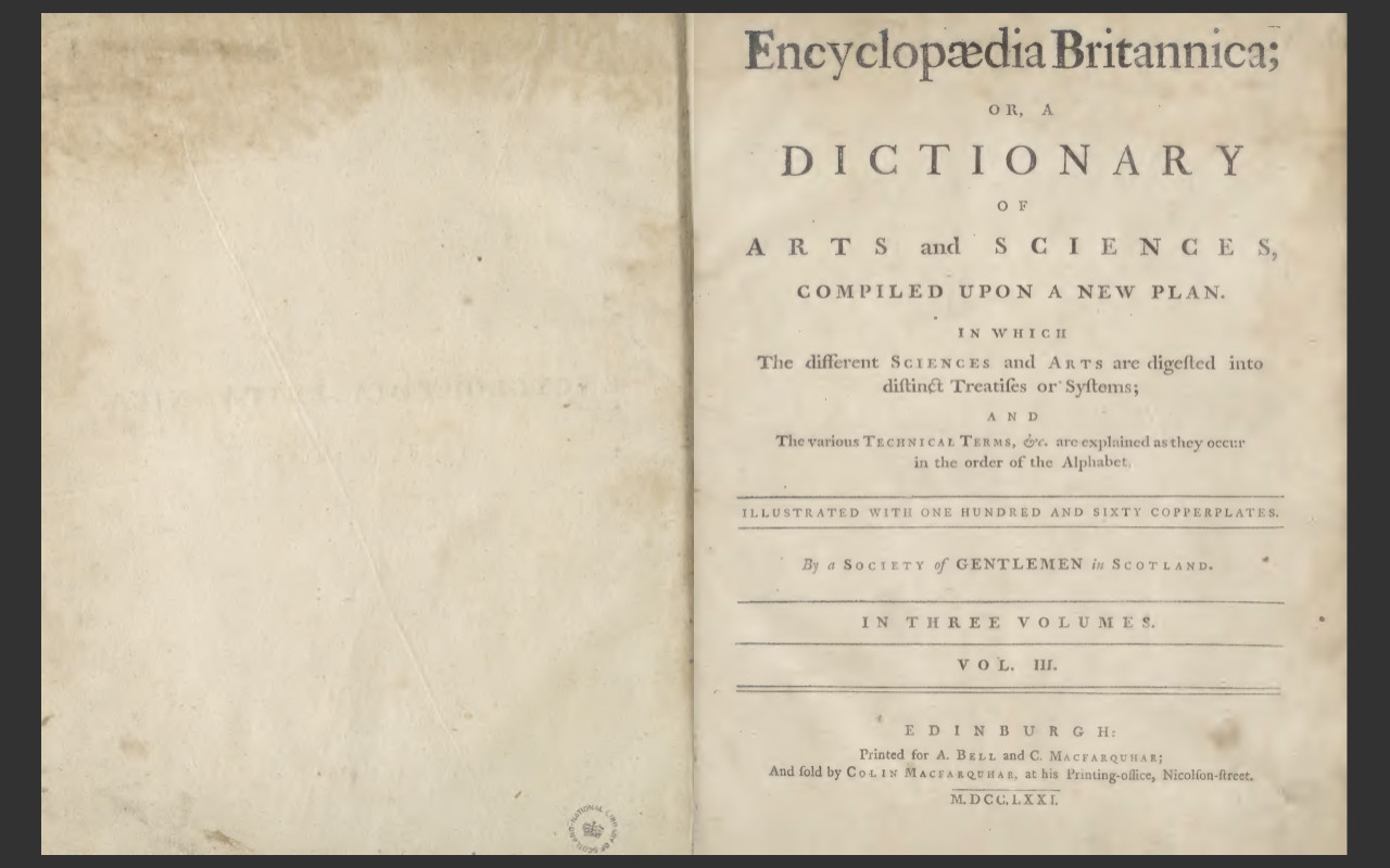 ENCYCLOPEDIA BRITANNICA 1771 FIRST 1ST EDITION (ALL 3 Volumes) E-Book Set on CD