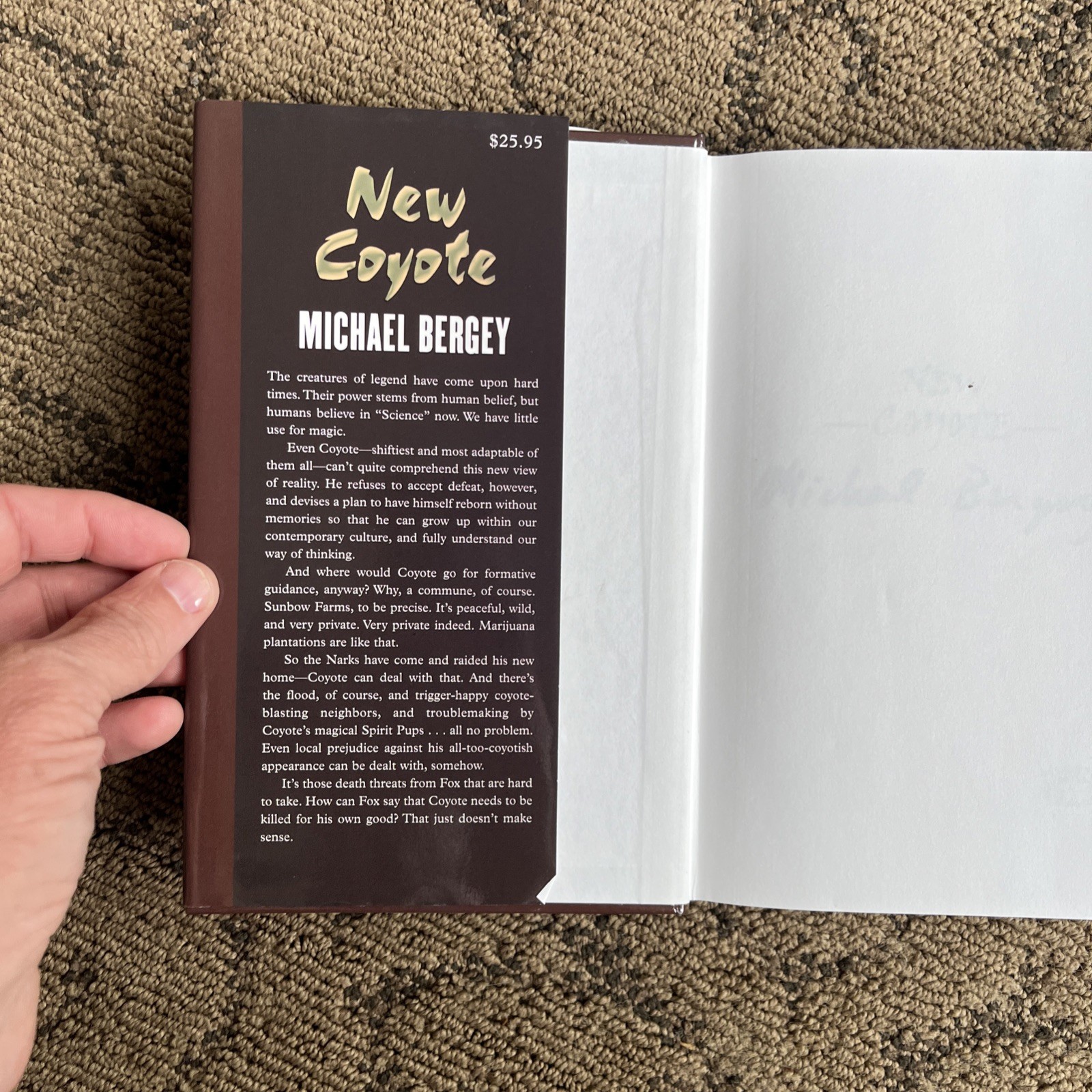 NEW COYOTE By Michael Bergey- Signed HCDJ 1st Edition, 1st Printing EUC