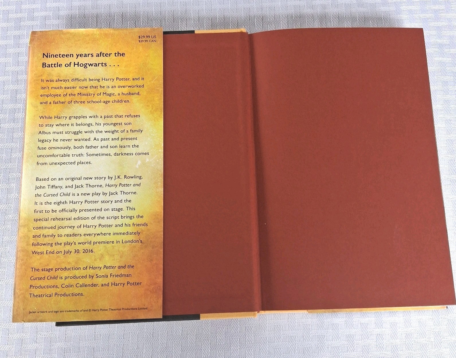 Harry Potter And The Cursed Child HBDJ 1st Edition J.K. Rowling 2016 1st. Ed. LN