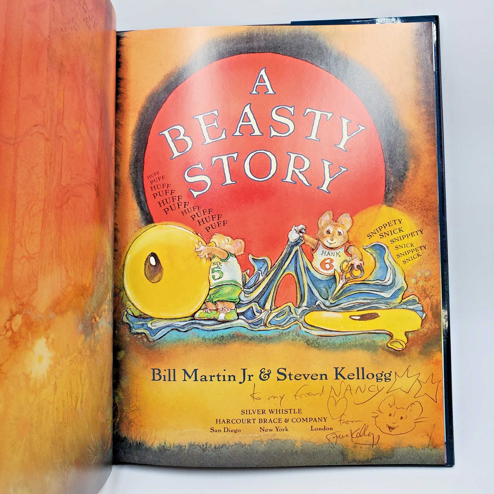 Signed Book 1st Ed A BEASTY STORY Steven Kellogg Art Hardback To Nancy Autograph