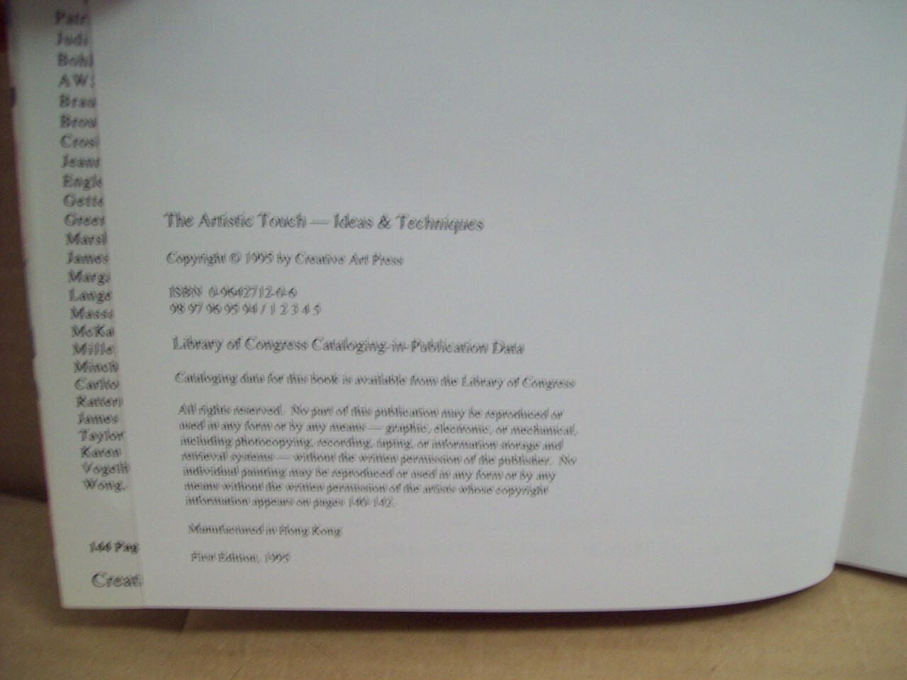 The Artistic Touch by Christine M. Unwin, 1995 Hardcover