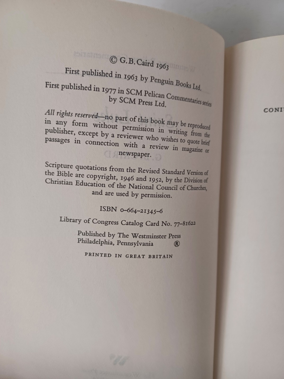 Saint Luke G. B. Caird 1963 Westminster Pelican Commentaries HB DJ