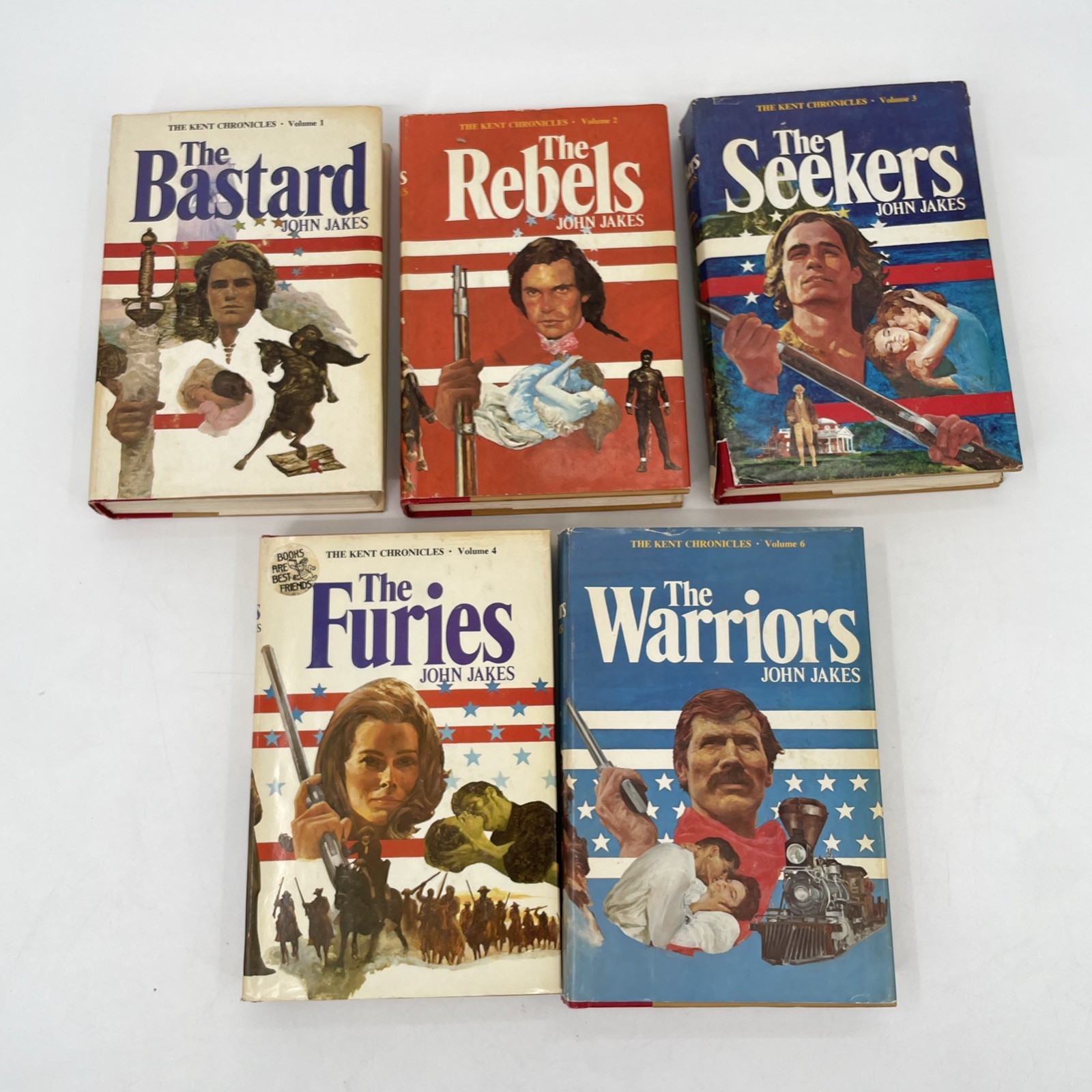 Lot of 5 John Jakes Kent Chronicles Books 1-4 and 6 HC DJ BCE Doubleday 1970s