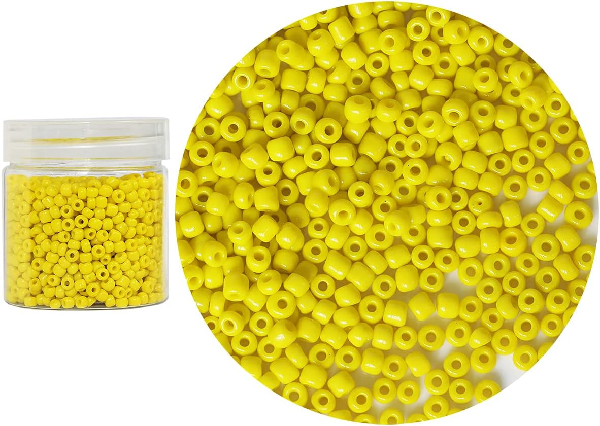 Opaque Light Yellow Color 4Mm Glass Seed Beads about 1400Pcs/110G in Box 6/0 Gla