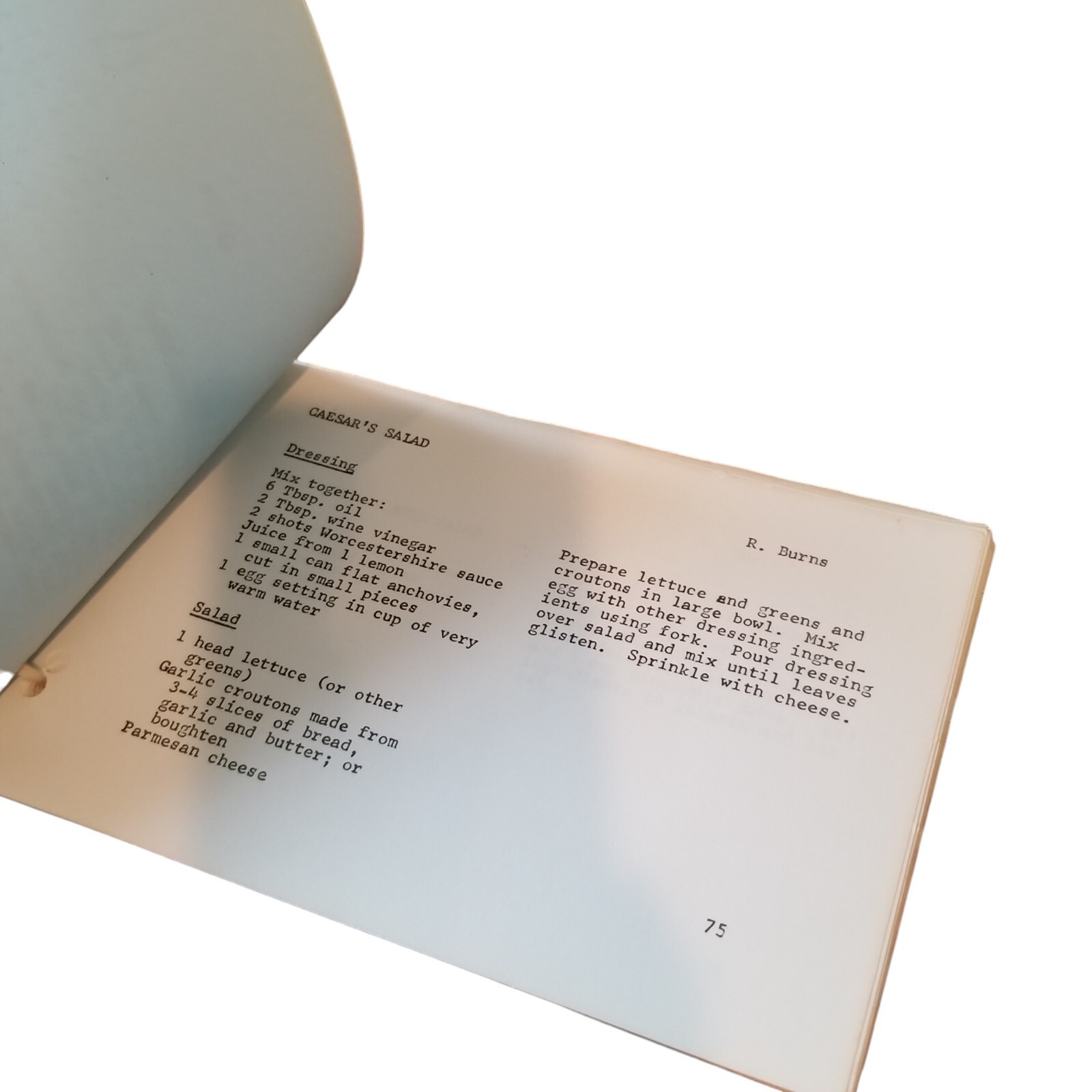 Vintage Cook Book Hand Typed Recipe Scrapbook Hand tied Binding 136 Pages Meals