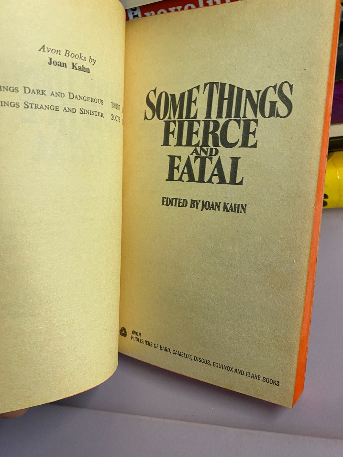 SOME THINGS FIERCE AND FATAL Joan Kahn 1975 Avon 1st PB Skull Vintage Horror