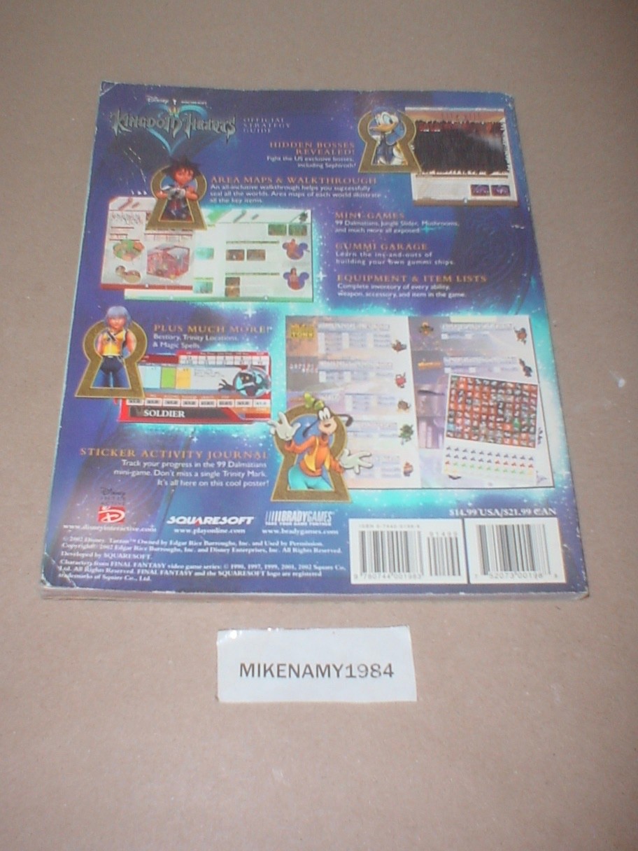 KINGDOM HEARTS Official Strategy Guide Brady Games -Has Stickers but NO POSTER