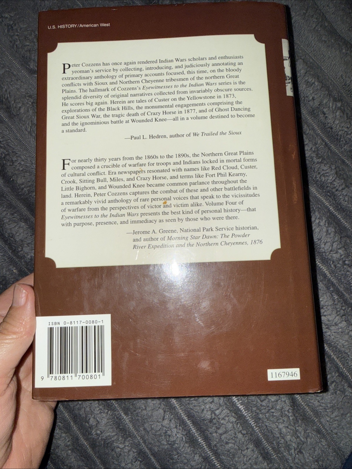 Peter Cozzens Eyewitnesses to the Indian Wars 1865-1890 Vol 4 HC 2004