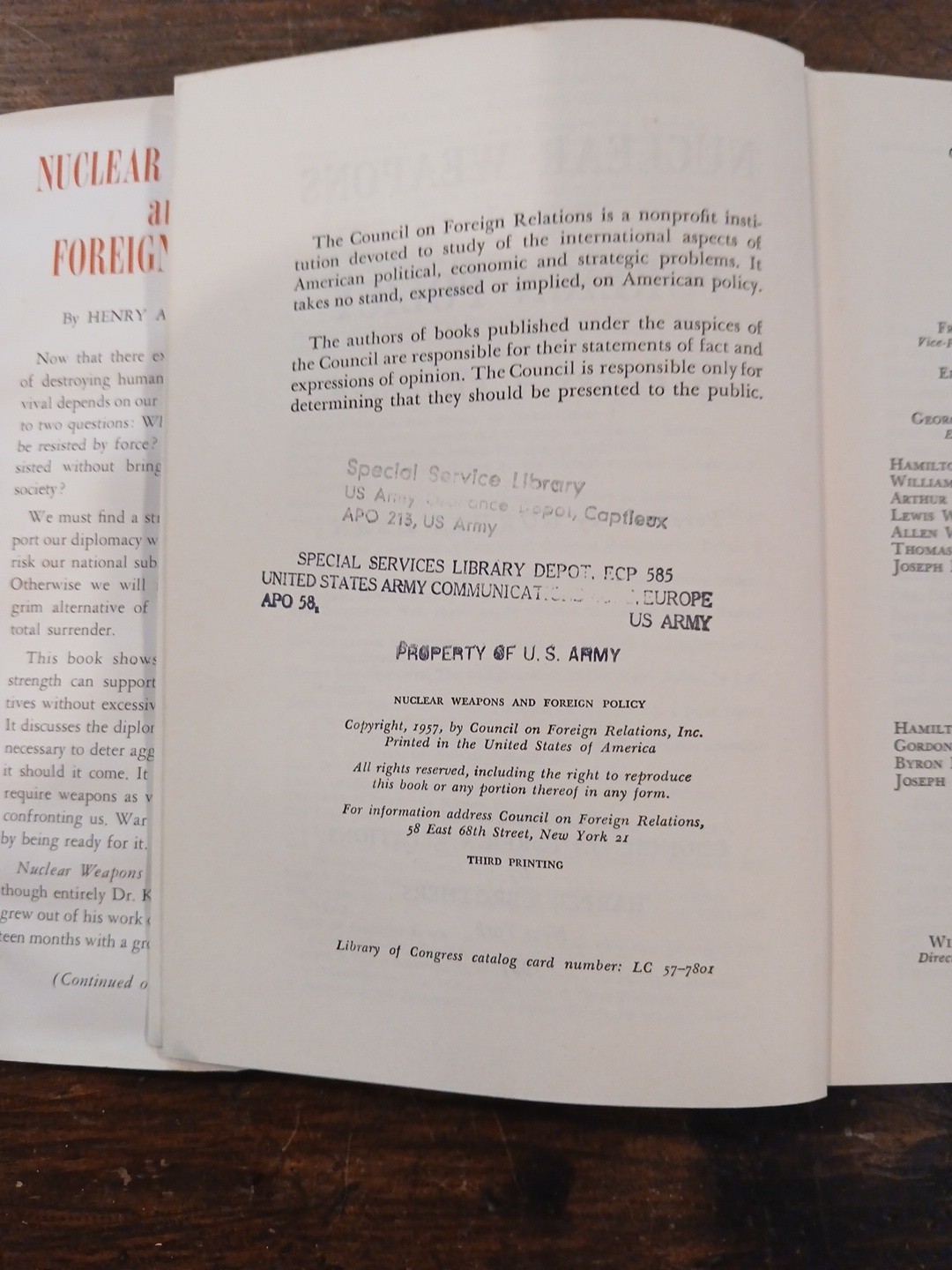 Nuclear Weapons and Foreign Policy by Henry Kissinger 1957 Third Printing