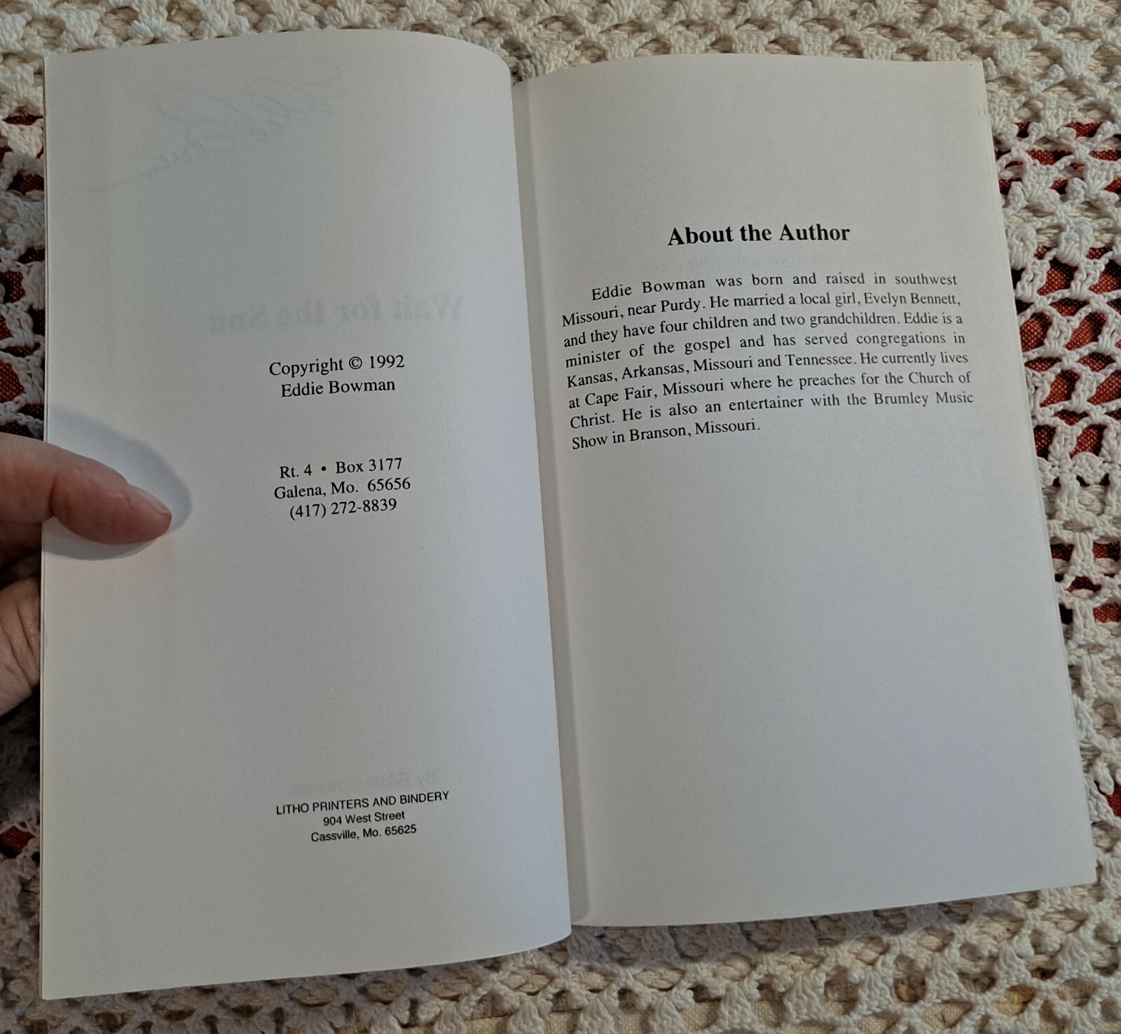 Wait For The Sun by Eddie Bowman SIGNED, 1992, cute illustrations, 92 pages