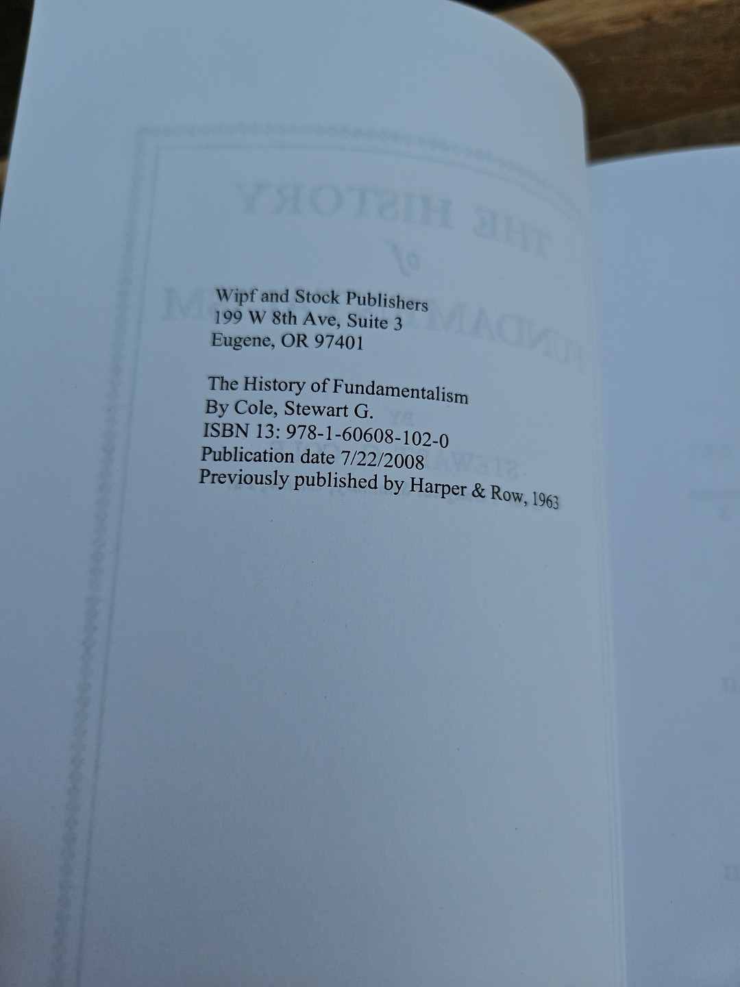 VG! The History of Fundamentalism by Stewart G. Cole Paperback Wipf & Stock