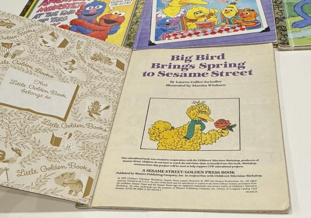 Lot Little Golden Book CTW Sesame Street Big Bird Elmo Grover Bunny Hop Oscar