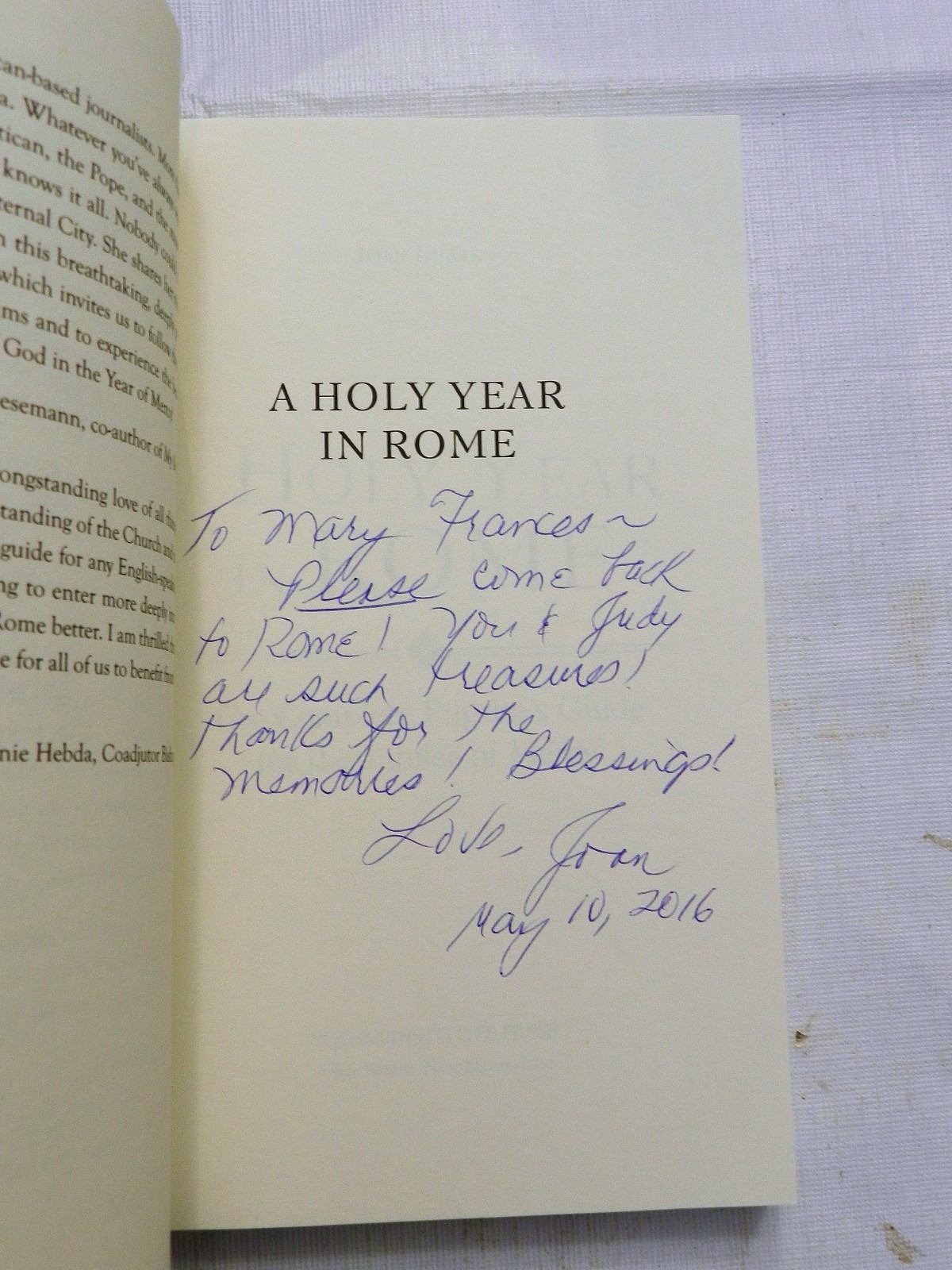 2016, A Holy Year in Rome by Joan Lewis, SB Guide to Jubilee of Mercy, EX SIGNED