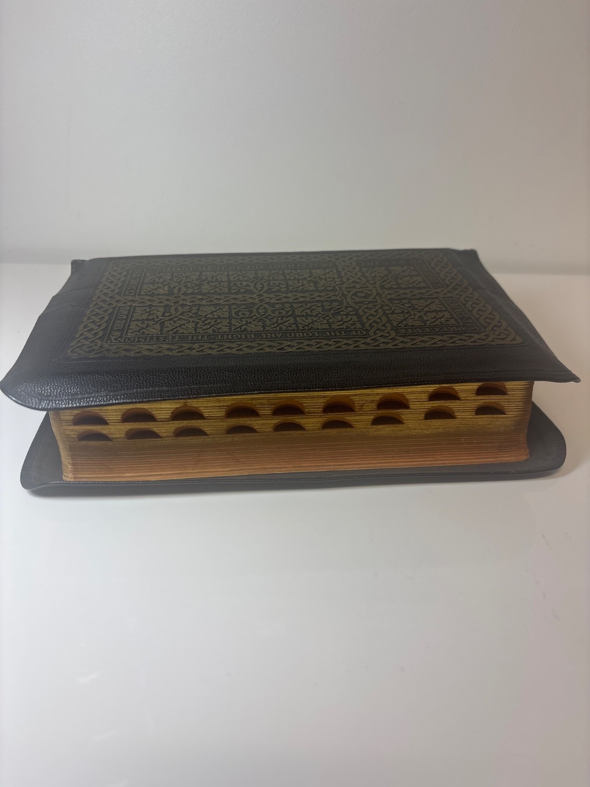 The Holy Bible 1950 Golden Book Thumb Leather Binding Leonard Mounteney KJV VTG