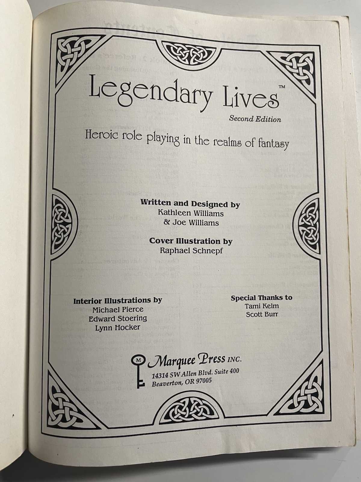 LEGENDARY LIVES – 2nd Edition (1993) Fantasy RPG Book Marquee – RARE Old School
