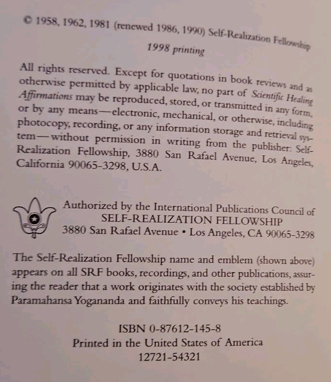 Scientific Healing Affirmations/Inner Peace 2-pk HC Paramahansa Yogananda