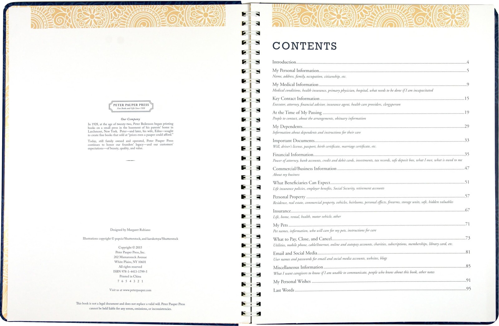 Peace of Mind Planner: Important Information about My 21.6 x 27.9 cm, Blue