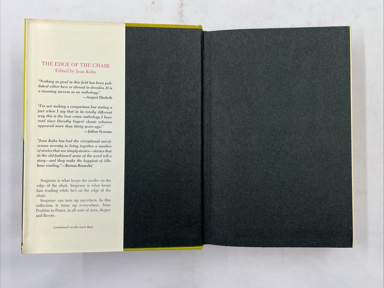 The Edge Of the Chair Joan Kahn editor Harper & Row 1st Ed HC w/DJ 1967 Suspense