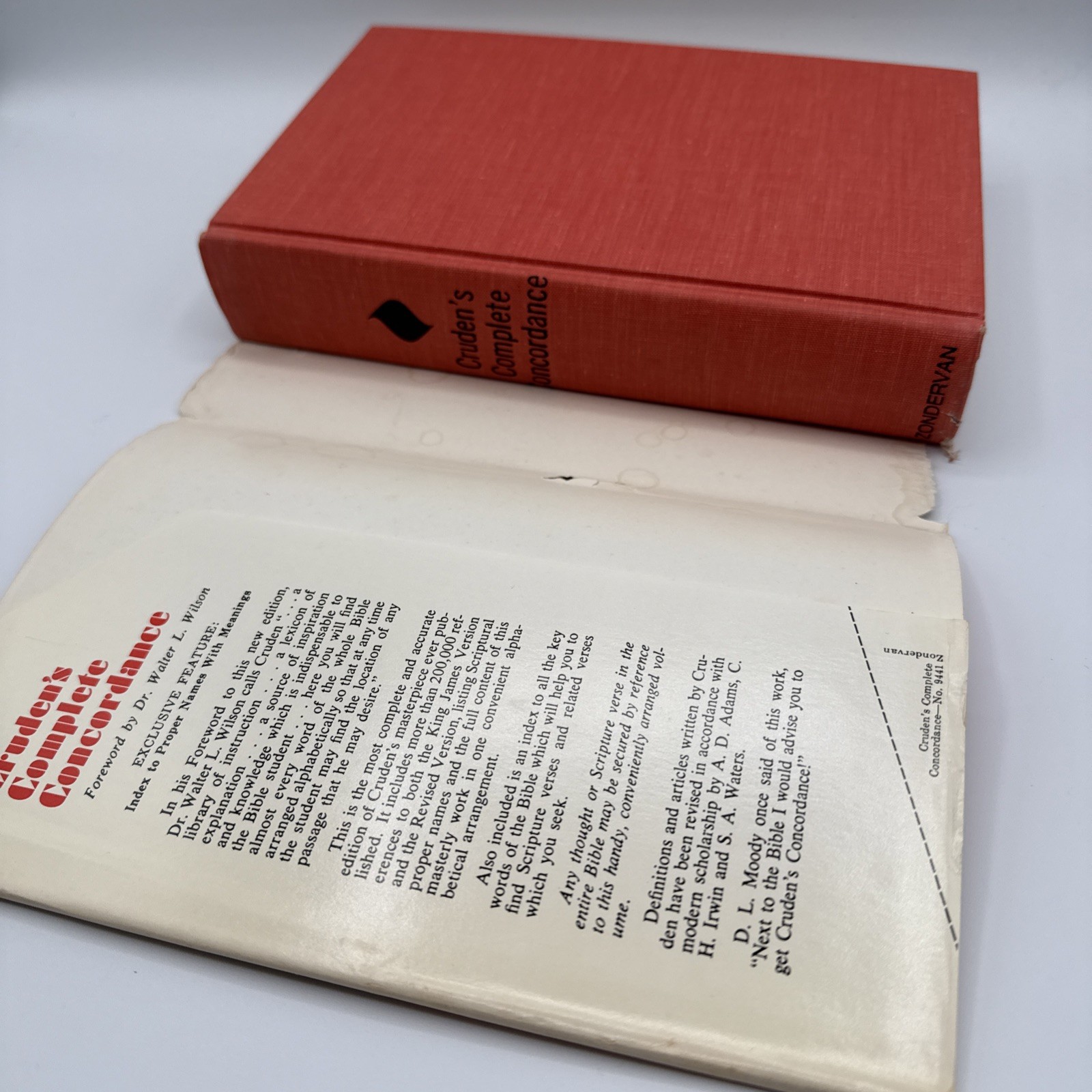 Cruden’s Complete Concordance With Exclusive Feature 1974 12th printing HCDJ