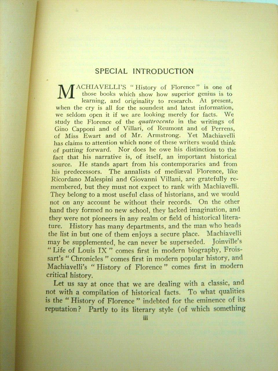 History of Florence Niccolo Machiavelli Renaissance Edition Limited Copy #503