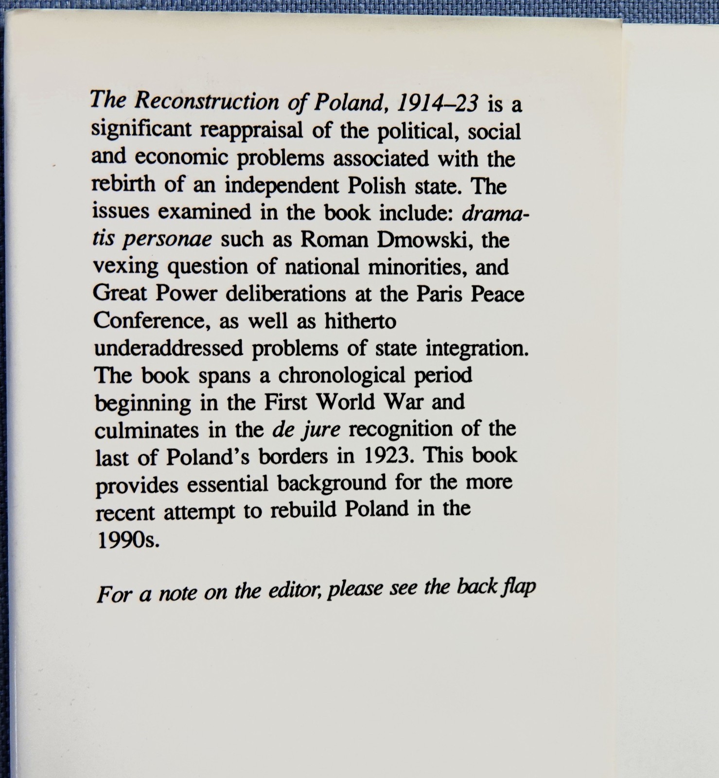 Reconstruction of Poland, 1914-23 by Paul Latawski (1992, Hardcover) 1ST. amer e