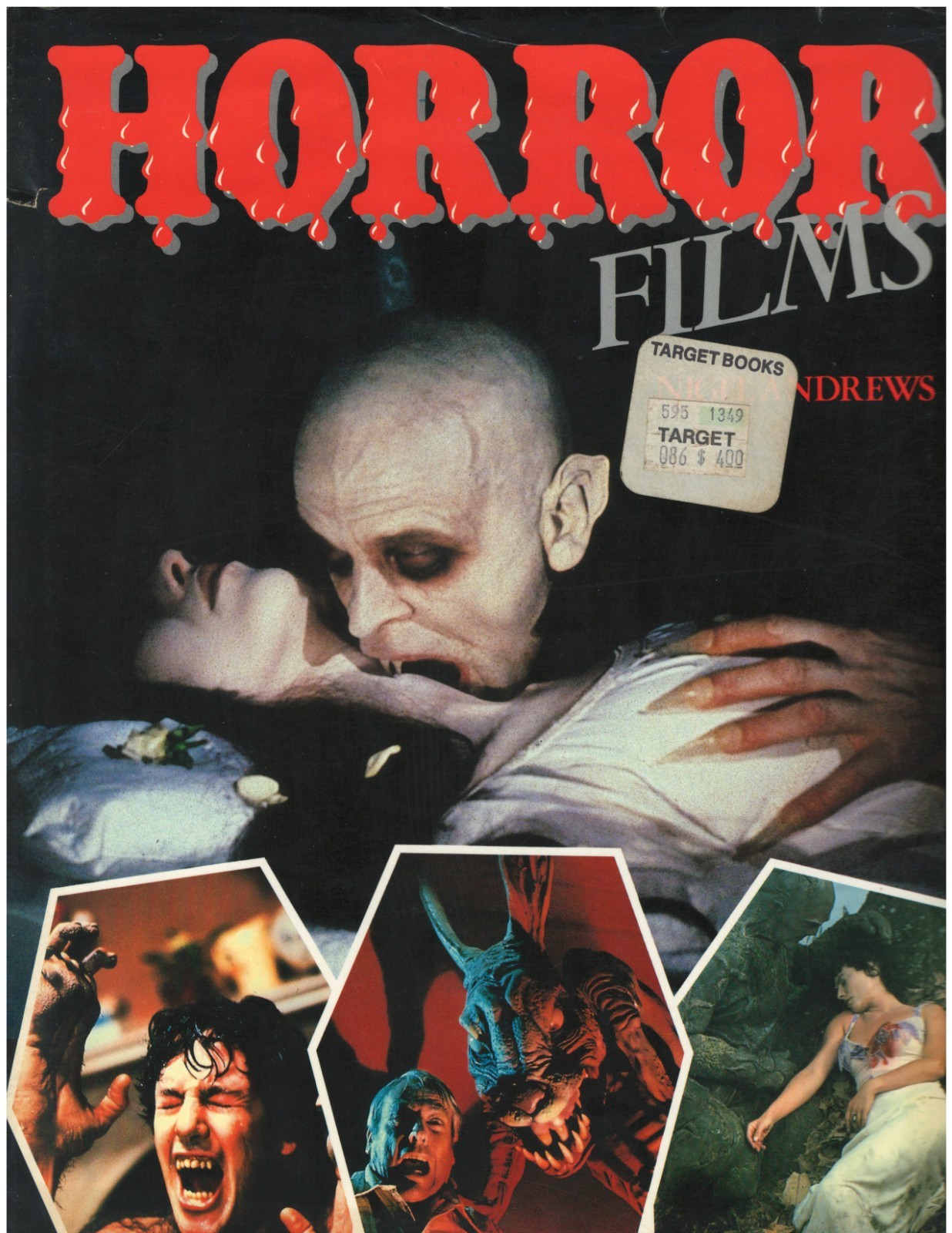 HORROR FILMS by Nigel Andrews 1985 Hardcover Large 11-3/4in x 9-1/4in 95 Pages