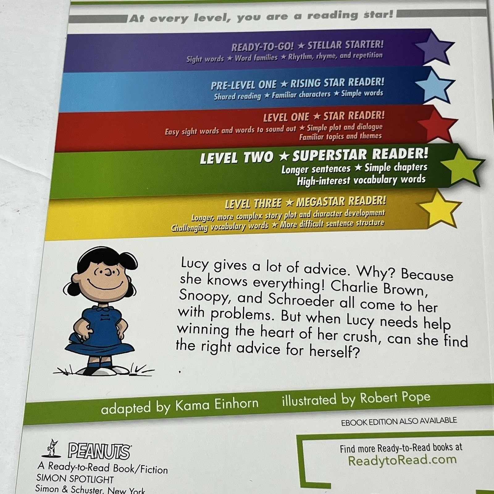3 Ready to Read Level 2 Time for School Charlie Brown Snoopy Lucy Paperback Book
