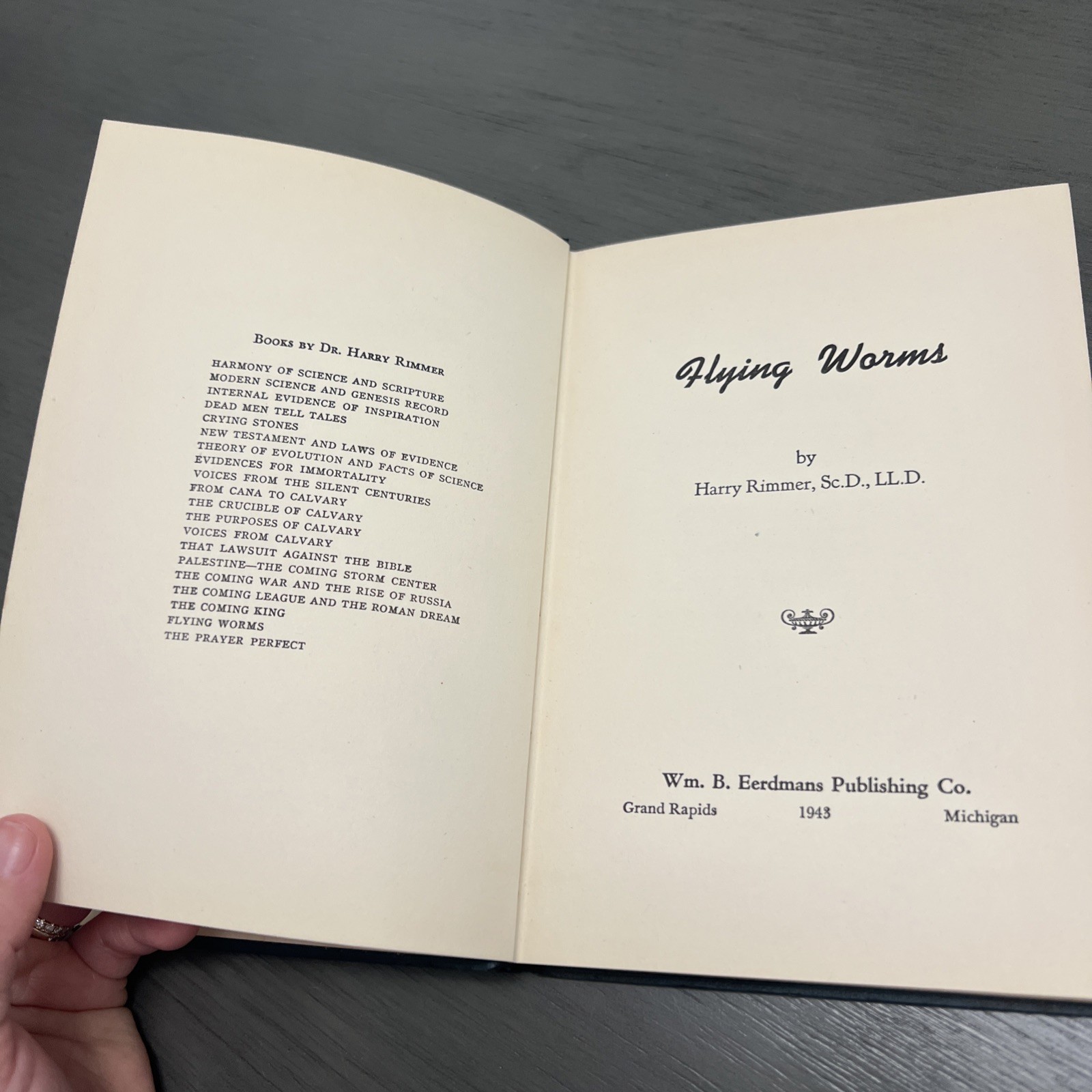 RARE: Vintage Flying Worms by Harry Rimmer Hardcover 1943 First Edition