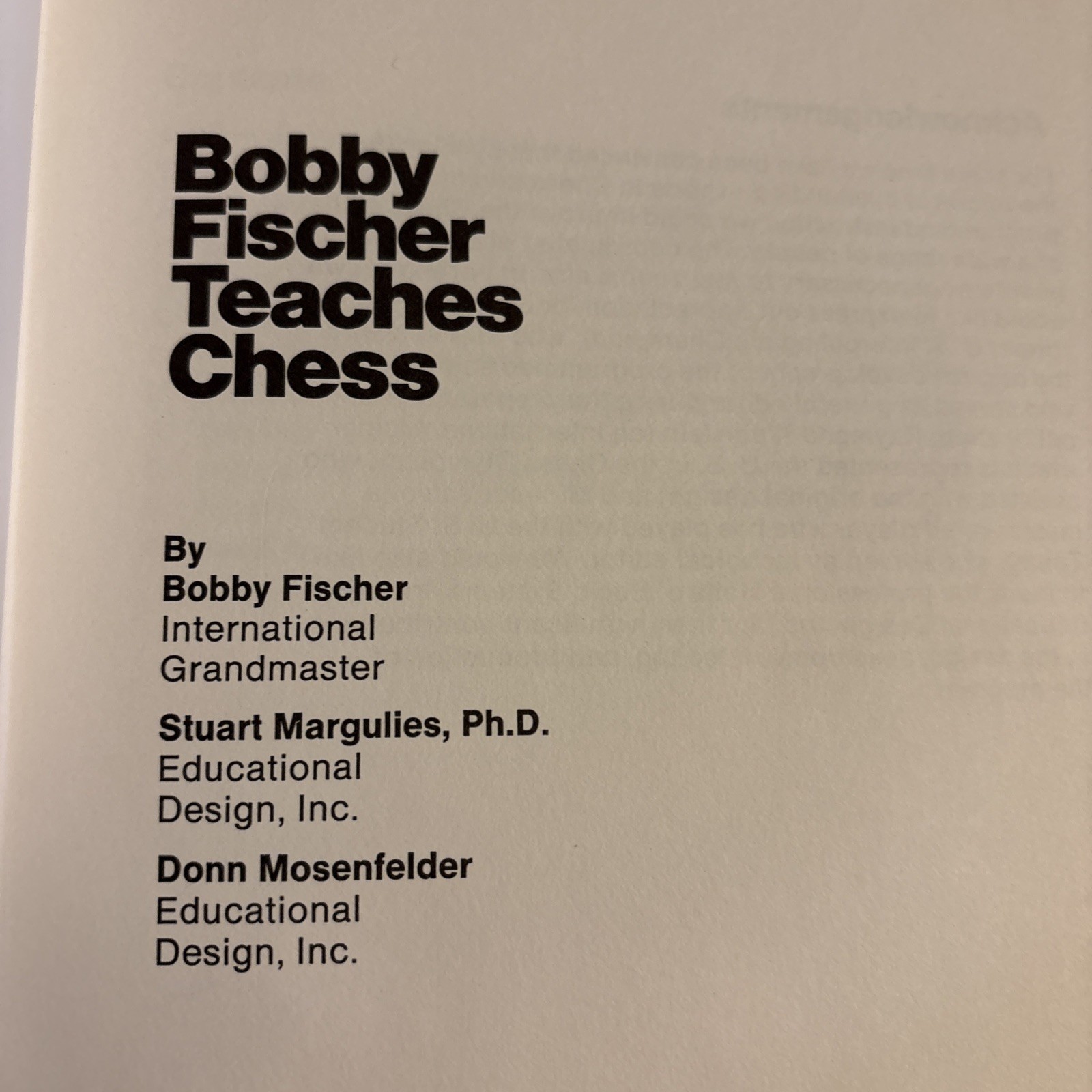 Bobby Fischer Teaches Chess Hardcover Xerox 1966 fourth printing
