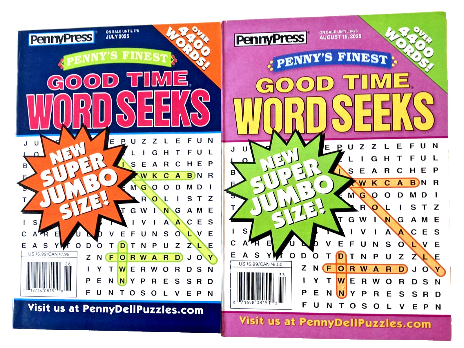 NEW Lot 2 Penny Press Finest GOOD TIME Word Seek Search Find Puzzle Books
