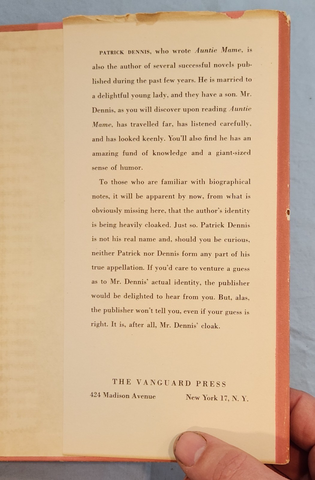 Auntie Mame by Patrick Dennis. 1955 First Edition 12th Print HC/DJ.