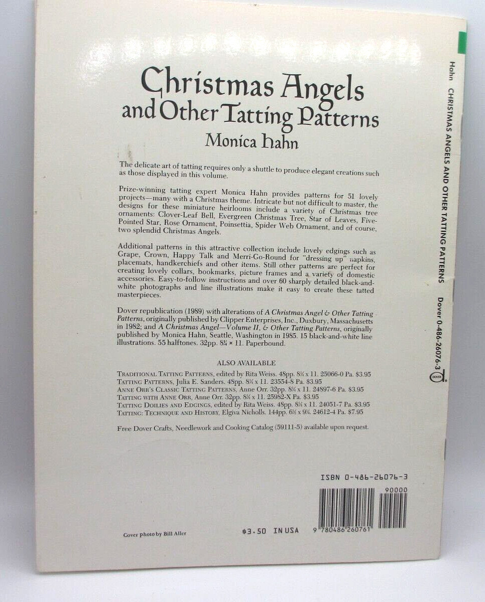 Christmas Angels Other Tatting Patterns Wreath Snowflake Book Monica Hahn