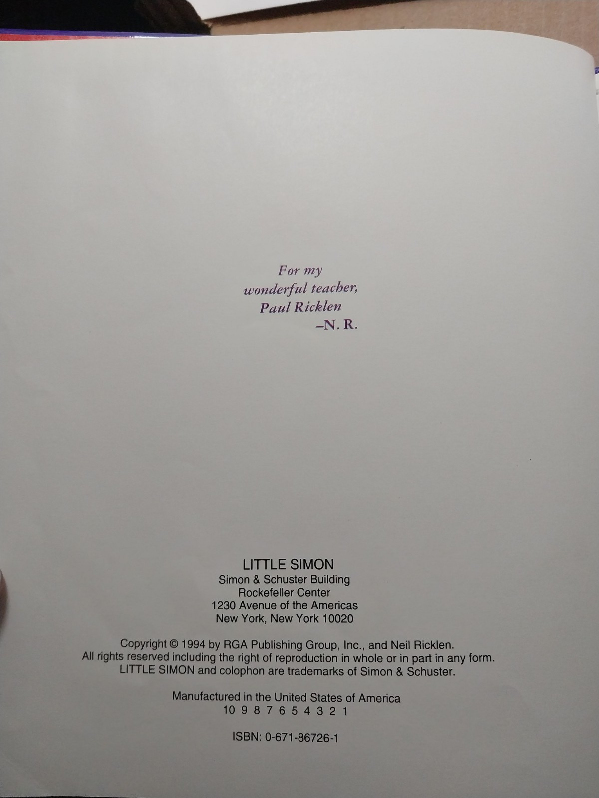ColorsA FIRST WORD BOOK BY NEIL RICKLEN Unavailable Rare